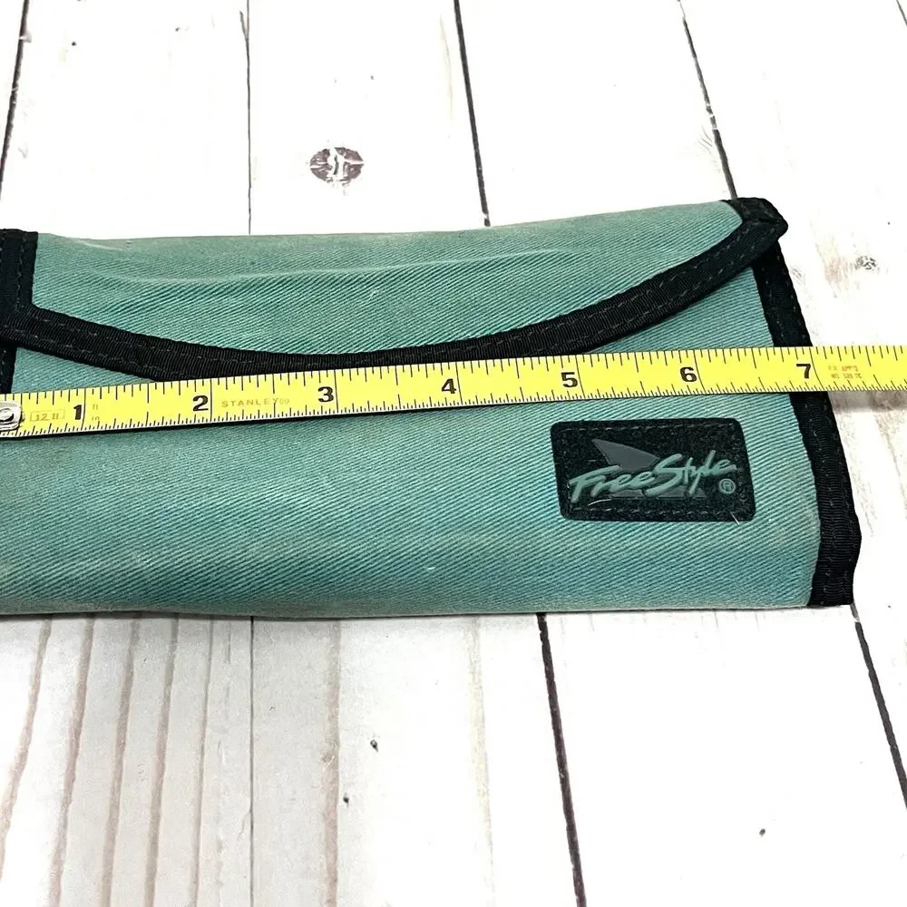 Freestyle Teal Tri-Fold Wallet Nylon Surf Skate Y2K Organizer Vintage